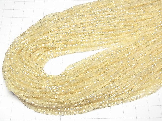 [Video]High Quality! Cubic Zirconia AAA Cube Shape 2x2x2mm [Light Yellow] 1strand beads (aprx.15inch/36cm)