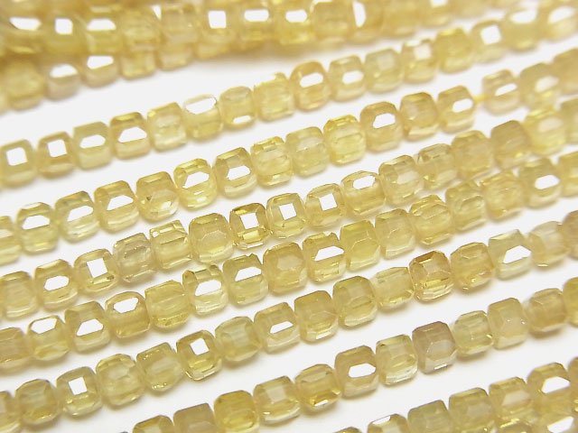 [Video]High Quality! Cubic Zirconia AAA Cube Shape 2x2x2mm [Yellow] 1strand beads (aprx.15inch/36cm)