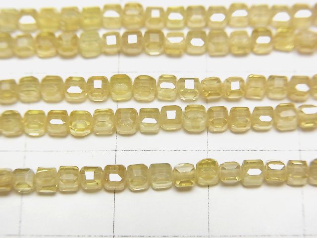 [Video]High Quality! Cubic Zirconia AAA Cube Shape 2x2x2mm [Yellow] 1strand beads (aprx.15inch/36cm)