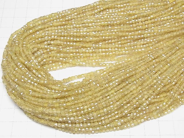 [Video]High Quality! Cubic Zirconia AAA Cube Shape 2x2x2mm [Yellow] 1strand beads (aprx.15inch/36cm)