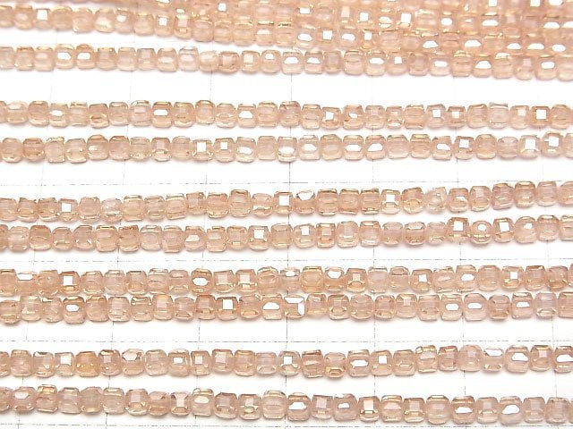 [Video]High Quality! Cubic Zirconia AAA Cube Shape 2x2x2mm [Champagne color] 1strand beads (aprx.15inch/36cm)