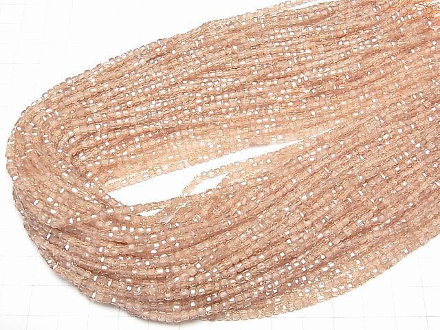 [Video]High Quality! Cubic Zirconia AAA Cube Shape 2x2x2mm [Champagne color] 1strand beads (aprx.15inch/36cm)