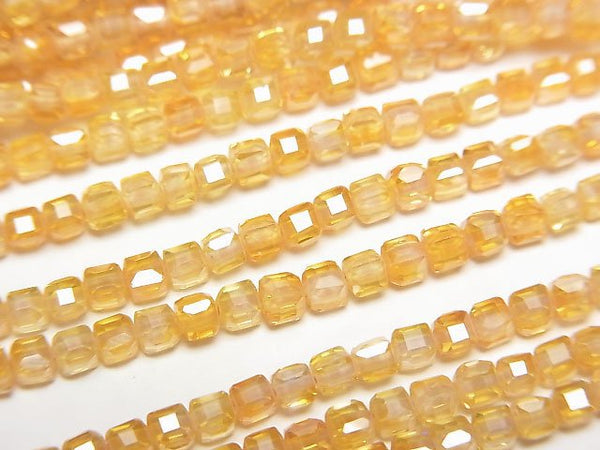 [Video]High Quality! Cubic Zirconia AAA Cube Shape 2x2x2mm [Orange] 1strand beads (aprx.15inch/36cm)