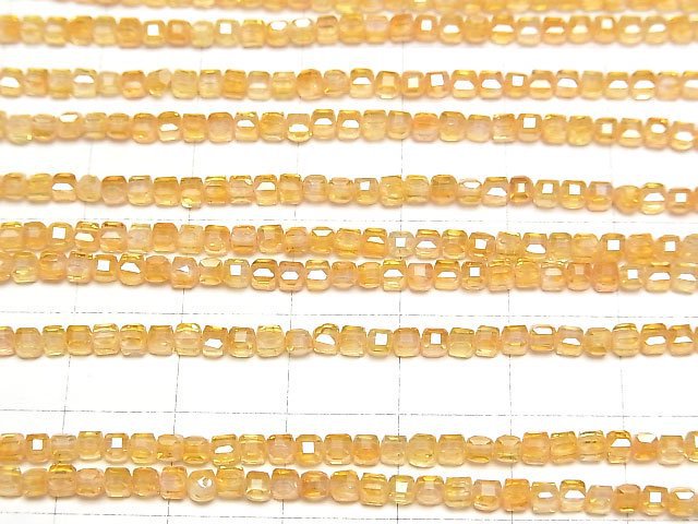 [Video]High Quality! Cubic Zirconia AAA Cube Shape 2x2x2mm [Orange] 1strand beads (aprx.15inch/36cm)