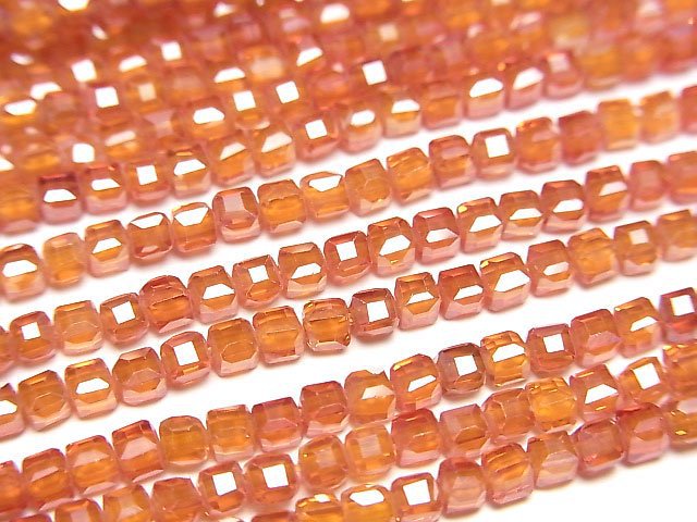 [Video]High Quality! Cubic Zirconia AAA Cube Shape 2x2x2mm [Red Orange] 1strand beads (aprx.15inch/36cm)