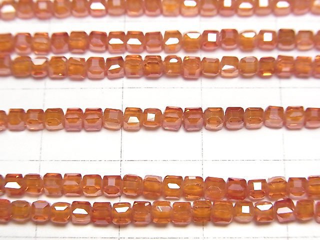 [Video]High Quality! Cubic Zirconia AAA Cube Shape 2x2x2mm [Red Orange] 1strand beads (aprx.15inch/36cm)