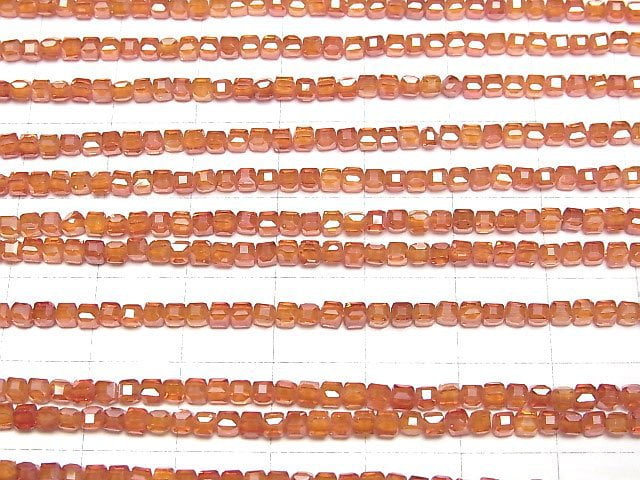 [Video]High Quality! Cubic Zirconia AAA Cube Shape 2x2x2mm [Red Orange] 1strand beads (aprx.15inch/36cm)