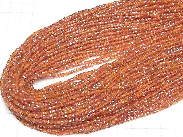 [Video]High Quality! Cubic Zirconia AAA Cube Shape 2x2x2mm [Red Orange] 1strand beads (aprx.15inch/36cm)