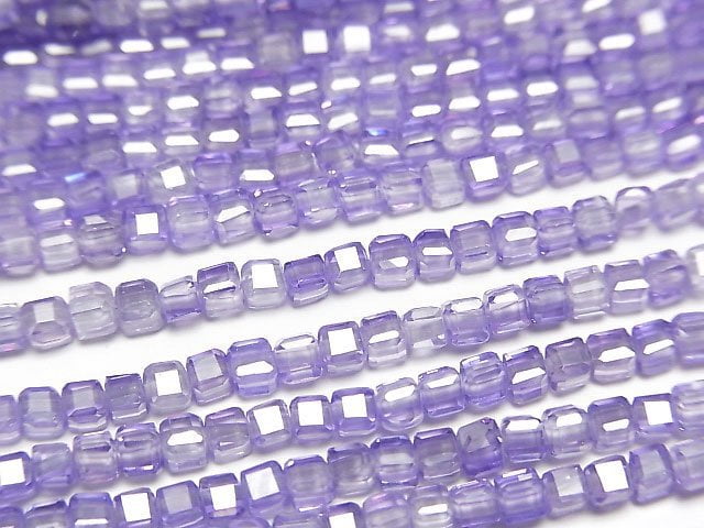 [Video]High Quality! Cubic Zirconia AAA Cube Shape 2x2x2mm [Lavender] 1strand beads (aprx.15inch/36cm)