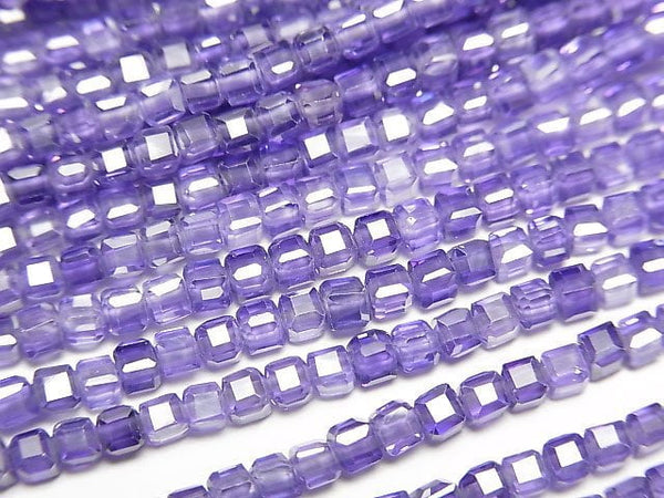 [Video]High Quality! Cubic Zirconia AAA Cube Shape 2x2x2mm [Purple] 1strand beads (aprx.15inch/36cm)