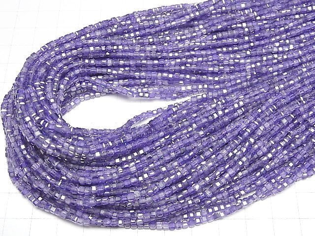 [Video]High Quality! Cubic Zirconia AAA Cube Shape 2x2x2mm [Purple] 1strand beads (aprx.15inch/36cm)