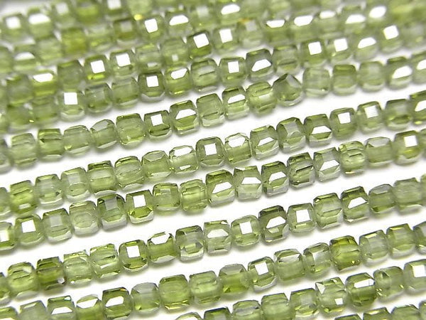 [Video]High Quality! Cubic Zirconia AAA Cube Shape 2x2x2mm [Green] 1strand beads (aprx.15inch/36cm)