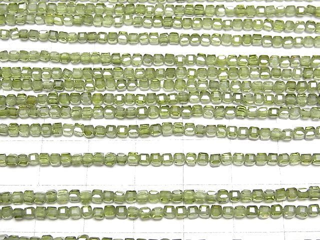 [Video]High Quality! Cubic Zirconia AAA Cube Shape 2x2x2mm [Green] 1strand beads (aprx.15inch/36cm)