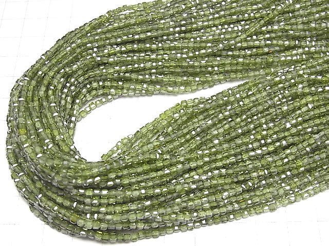 [Video]High Quality! Cubic Zirconia AAA Cube Shape 2x2x2mm [Green] 1strand beads (aprx.15inch/36cm)