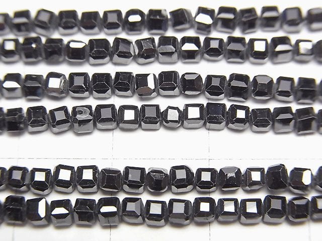 [Video]High Quality! Cubic Zirconia AAA Cube Shape 2x2x2mm [Black] 1strand beads (aprx.15inch/36cm)