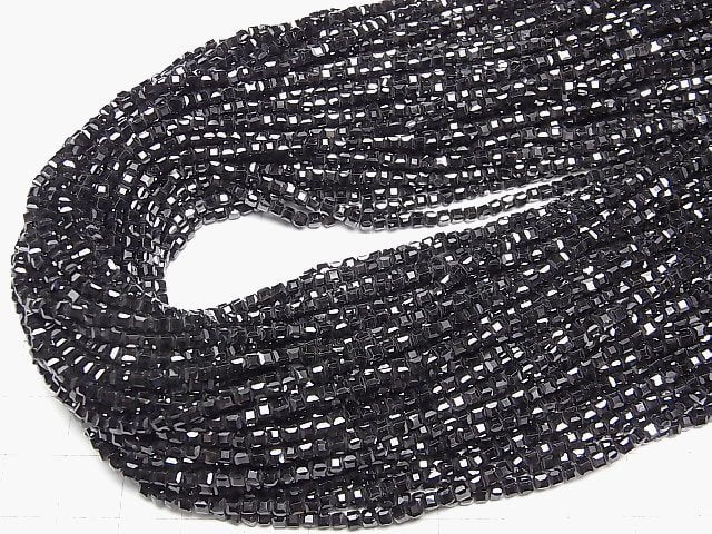 [Video]High Quality! Cubic Zirconia AAA Cube Shape 2x2x2mm [Black] 1strand beads (aprx.15inch/36cm)