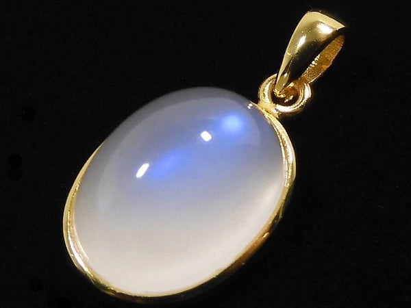 [Video][One of a kind] High Quality Royal Blue Moonstone AAA Pendant 18KGP NO.28