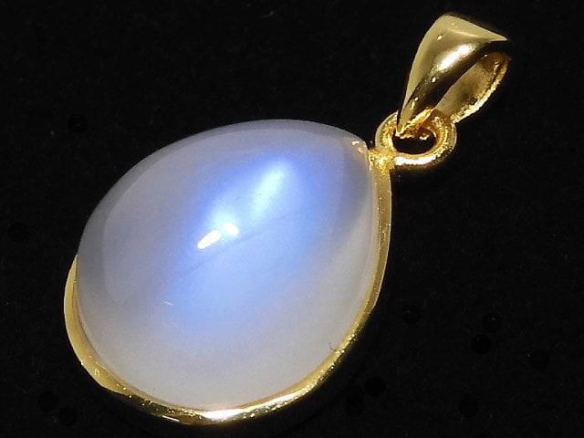 [Video][One of a kind] High Quality Royal Blue Moonstone AAA Pendant 18KGP NO.29