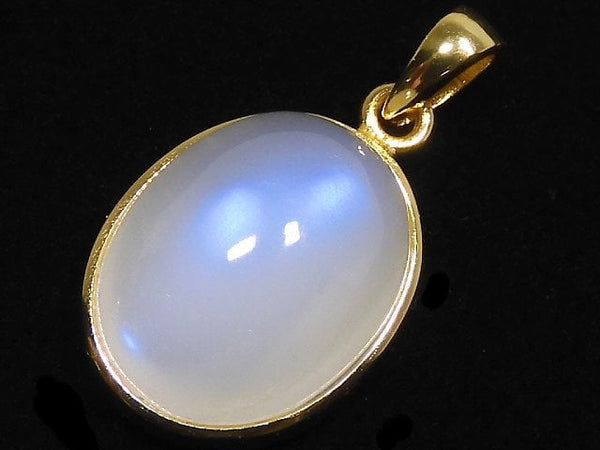 [Video][One of a kind] High Quality Royal Blue Moonstone AAA Pendant 18KGP NO.30