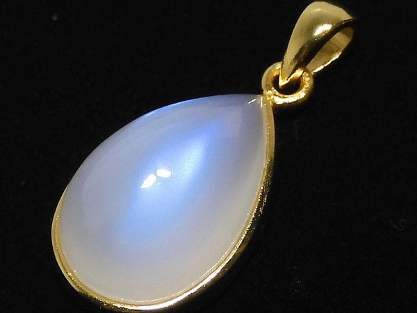 [Video][One of a kind] High Quality Royal Blue Moonstone AAA Pendant 18KGP NO.31