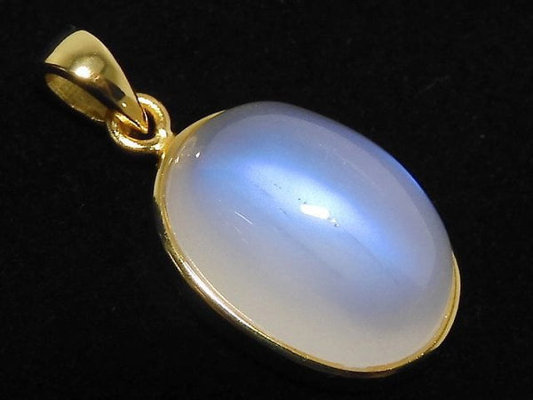 [Video][One of a kind] High Quality Royal Blue Moonstone AAA Pendant 18KGP NO.32