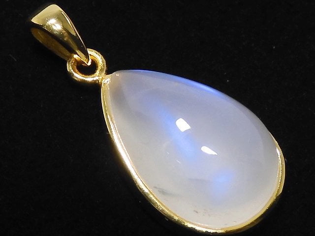 [Video][One of a kind] High Quality Royal Blue Moonstone AAA Pendant 18KGP NO.33