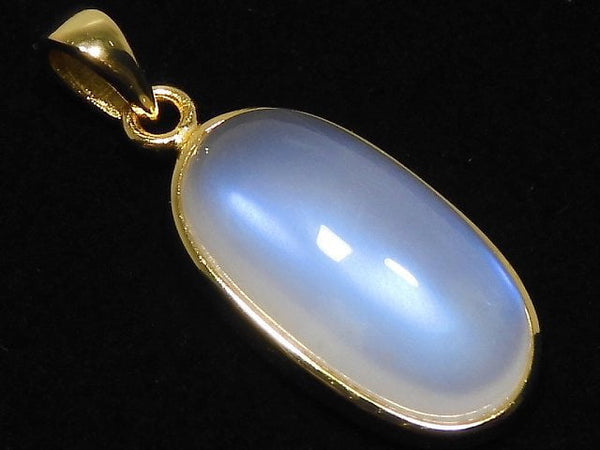 [Video][One of a kind] High Quality Royal Blue Moonstone AAA Pendant 18KGP NO.34