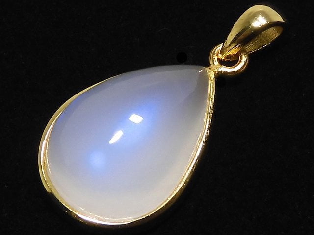 [Video][One of a kind] High Quality Royal Blue Moonstone AAA Pendant 18KGP NO.35