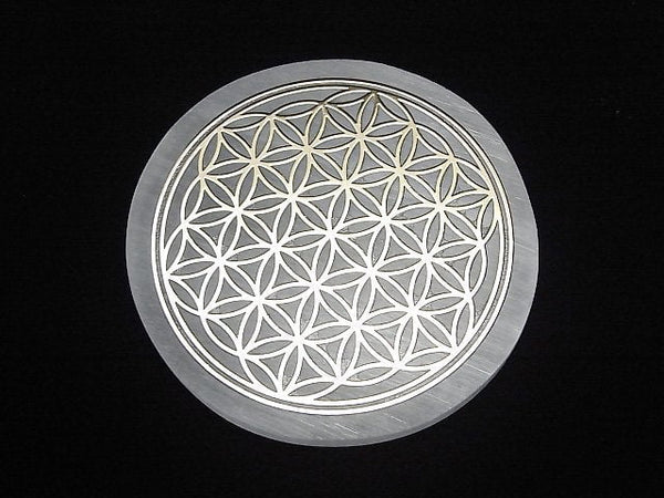 [Video]Selenite (Gypsum) Flower of Life Design Flat Coin 63mm 1pc