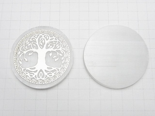 [Video]Selenite (Gypsum) Tree of Life Design Flat Coin 63mm 1pc