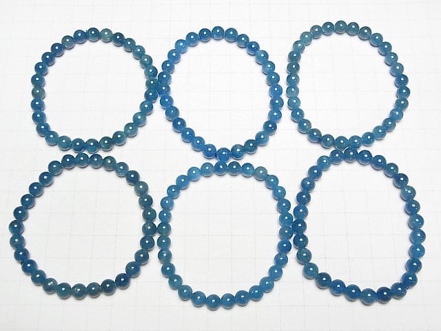 [Video] Madagascar Blue Apatite AA++ Round 6mm Bracelet