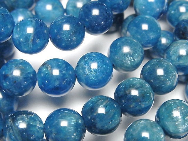 [Video] Madagascar Blue Apatite AA++ Round 10mm Bracelet