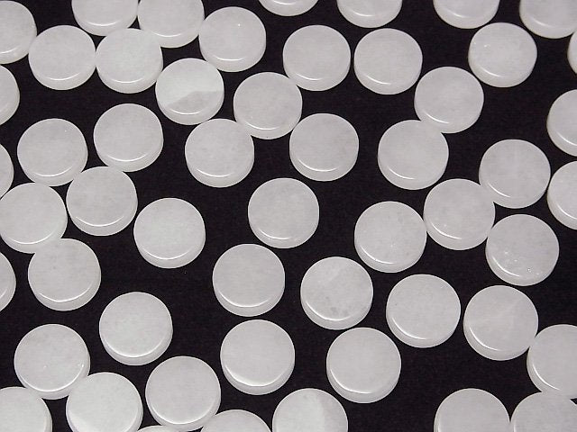 [Video] White Jade Undrilled Flat Coin 10x10mm 5pcs