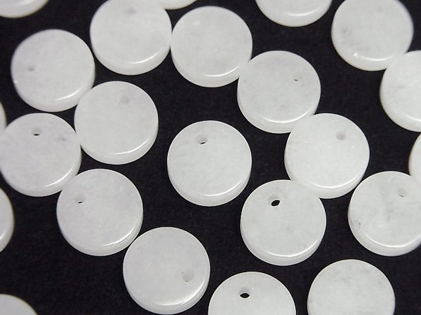 [Video] White Jade Flat Coin 10x10mm 5pcs