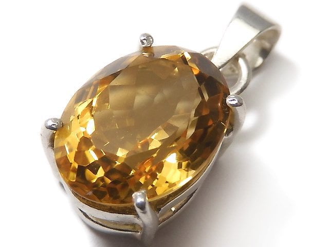 [Video][One of a kind] High Quality Brandy Citrine AAA Faceted Pendant Silver925 NO.21