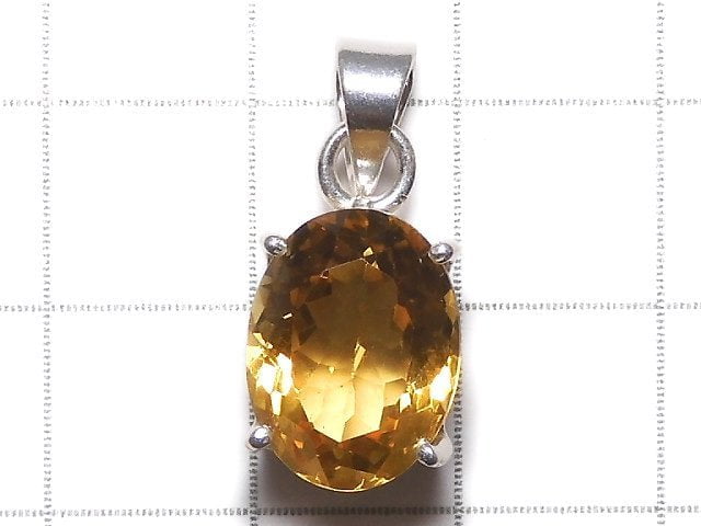 [Video][One of a kind] High Quality Brandy Citrine AAA Faceted Pendant Silver925 NO.21