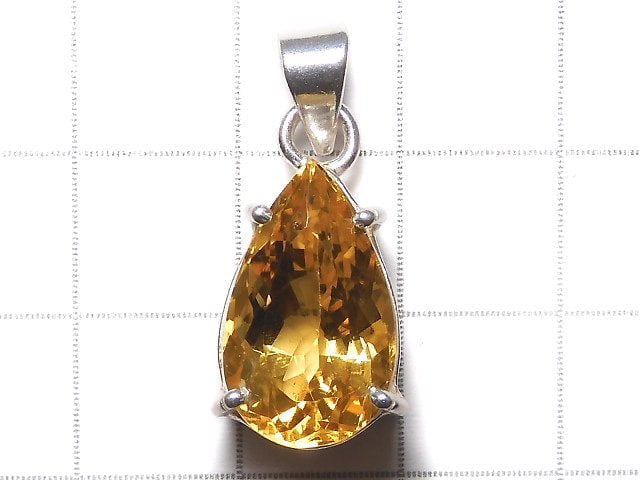 [Video][One of a kind] High Quality Brandy Citrine AAA Faceted Pendant Silver925 NO.22