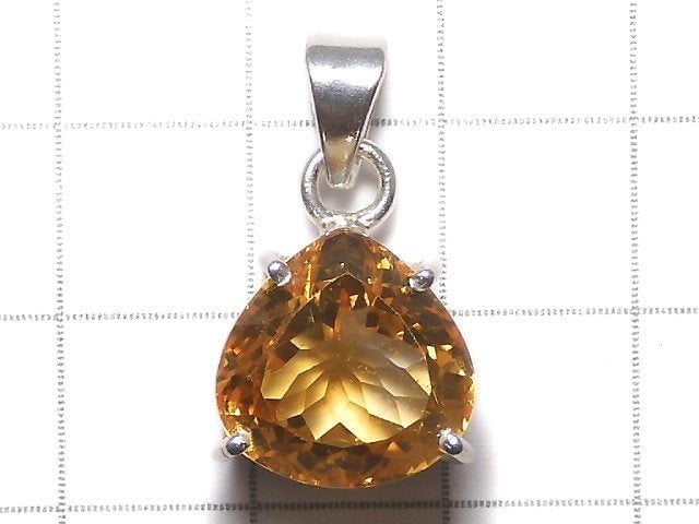 [Video][One of a kind] High Quality Brandy Citrine AAA Faceted Pendant Silver925 NO.24