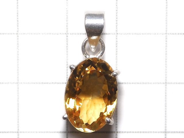 [Video][One of a kind] High Quality Brandy Citrine AAA Faceted Pendant Silver925 NO.25