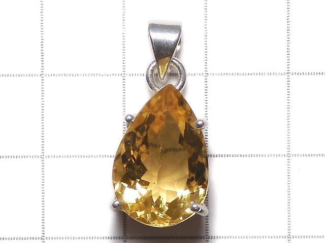 [Video][One of a kind] High Quality Brandy Citrine AAA Faceted Pendant Silver925 NO.26