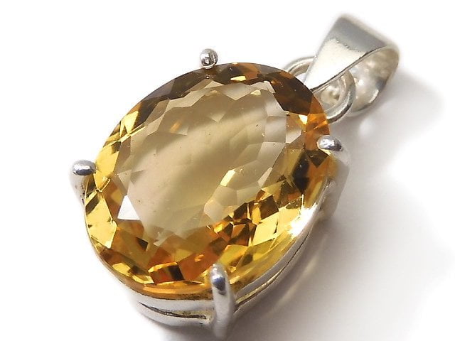 [Video][One of a kind] High Quality Brandy Citrine AAA Faceted Pendant Silver925 NO.27