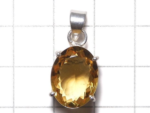 [Video][One of a kind] High Quality Brandy Citrine AAA Faceted Pendant Silver925 NO.27