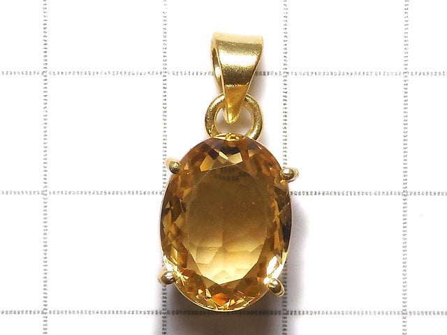 [Video][One of a kind] High Quality Brandy Citrine AAA Faceted Pendant 18KGP NO.28