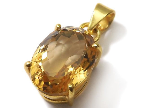 [Video][One of a kind] High Quality Brandy Citrine AAA Faceted Pendant 18KGP NO.29