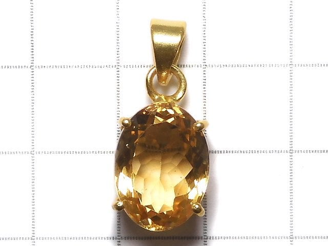 [Video][One of a kind] High Quality Brandy Citrine AAA Faceted Pendant 18KGP NO.29