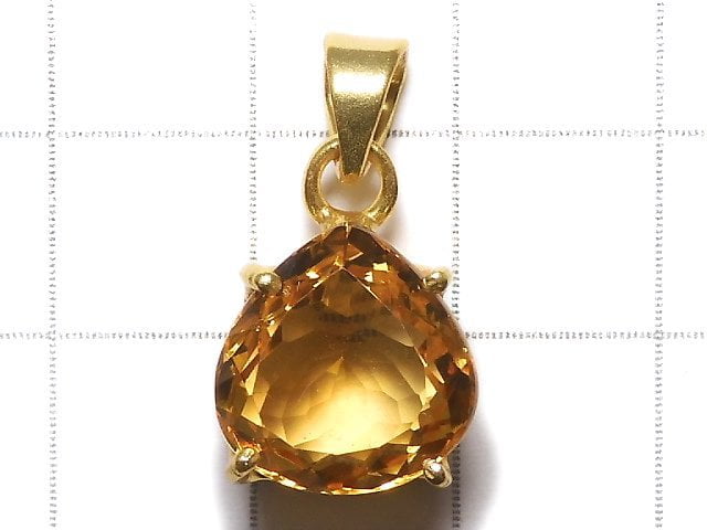 [Video][One of a kind] High Quality Brandy Citrine AAA Faceted Pendant 18KGP NO.30