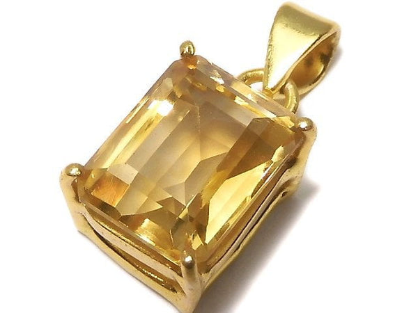 [Video][One of a kind] High Quality Brandy Citrine AAA Faceted Pendant 18KGP NO.34