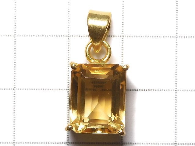 [Video][One of a kind] High Quality Brandy Citrine AAA Faceted Pendant 18KGP NO.34