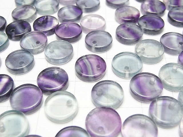 [Video] Multicolor Fluorite Flat Coin 10x10mm 5pcs