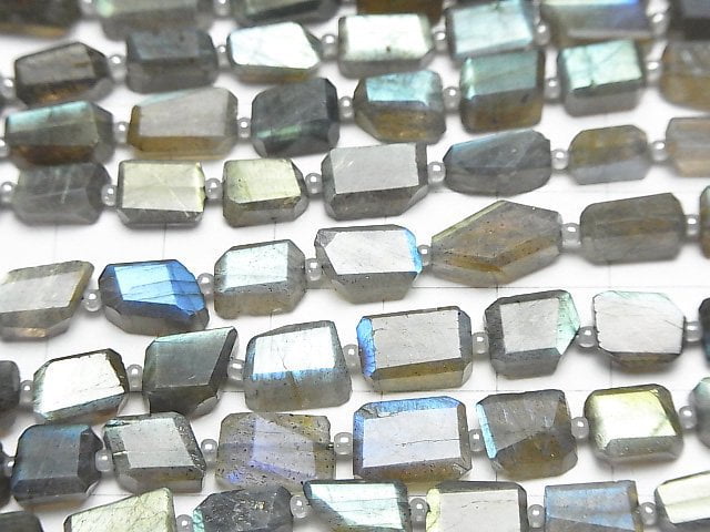 [Video]High Quality Labradorite AA++ Faceted Nugget half or 1strand beads (aprx.13inch/32cm)